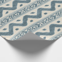 Franse Blauwe Ikat Streep op Crème