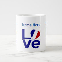 Franse Blauwe LOVE Gear Flag Gepersonaliseerd