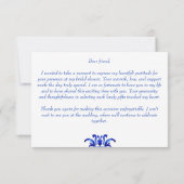 Franse Blauwe Mediterraanse tegels bruidsshower Bedankkaart (Achterkant)