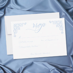 Franse Blauwe Rococo Koninklijke Vintage Elegante RSVP Kaartje