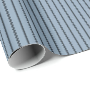 Franse Blauwe Rustieke Dunne Ticking Strepen Cadeaupapier