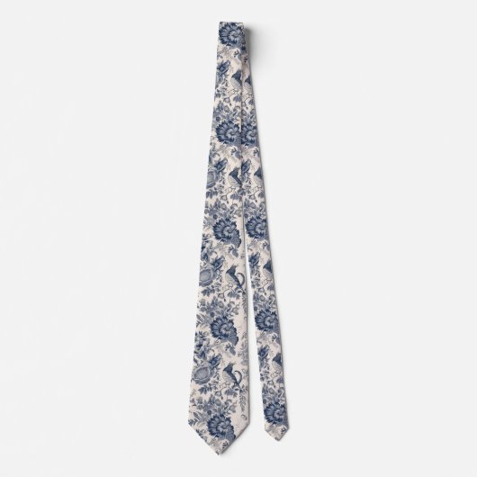 -Franse Blauwe Toile Fleurie Stropdas (Voorkant)