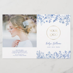 Franse blauwe wilde bloemen bifold brochure
