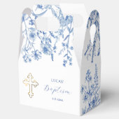 Franse blauwe wilde bloemen doop bedankdoosjes (Geopend)