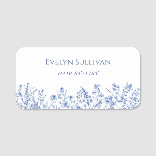 Franse blauwe wilde bloemen naamplaatje (Voorkant)