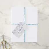 Franse Blauwe & Witte Victoriaanse Douche Geen Wik Cadeaulabel (Met Touw)