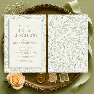 Franse bloem bruiloft luncheon salie groene douche kaart