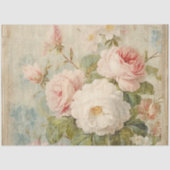 Franse Bloemblauw Roze  Ephemera Decoupage Tissuepapier (Voorkant)