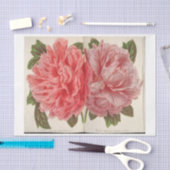 Franse Bloemen Ephemera Decoupage Twee Roze Pioene Tissuepapier (Craft)