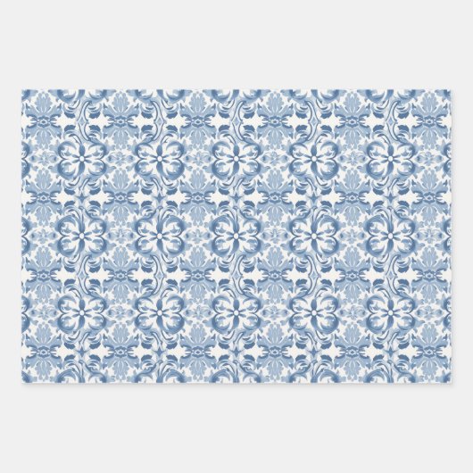   Franse bloemen in blauw en wit Inpakpapier Vel (Voorkant 2)