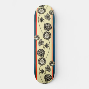 Franse bloemen, kool, retro, Floral tekening Skateboard