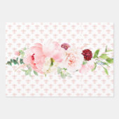 Franse Blush Roze en Witte Waterverf Bloemen Inpakpapier Vel (Voorkant 3)