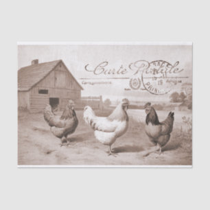 Franse boerderij kip schuur hen vogel decoupage tissuepapier