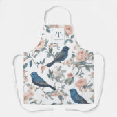 Franse boerderij Monogram Chinoiserie Navy Schort (Voorkant)