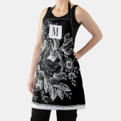  Franse boerderij Peony Monogram Chic Zwart Schort (Insitu)