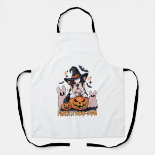 Franse Boo-hond Schattige Franse Halloween-spookho Schort