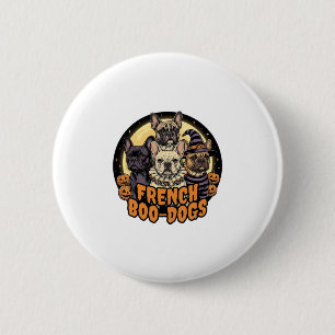 Franse Boo-Honden Halloween Frans Bulldog Ontwerp_ Ronde Button 5,7 Cm