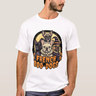 Franse Boo-Honden Halloween Frans Bulldog Ontwerp_ T-shirt