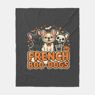 Franse Boo Honden Halloween Franse Bulldog Ontwerp Fleece Deken