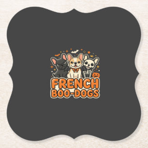 Franse Boo Honden Halloween Franse Bulldog Ontwerp Kartonnen Onderzetters