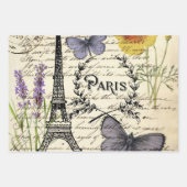 Franse botanische bloem  Eiffeltoren Parijs Inpakpapier Vel (Voorkant)