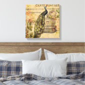 franse botanische kunst nouveau  pauw canvas afdruk (Insitu (Slaapkamer))