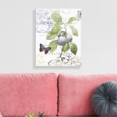 Franse Botanische Plum stretched canvas Afdruk (Insitu (Woonkamer))