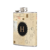 Franse Briefkaart Collage Monogram Flask Heupfles (Links)