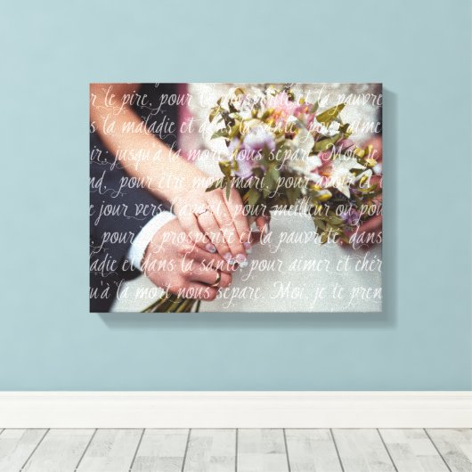 Franse bruiloft geloften overlay op uw bruiloft fo canvas afdruk (Insitu (Houten vloer))