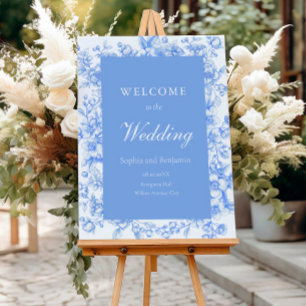 Franse bruiloft welkom teken Bloemen iets blauw Poster