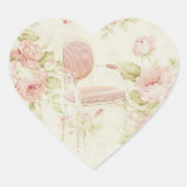 Franse Budoir Roze Bloemen Kroonluchter Hart Sticker (Voorkant)