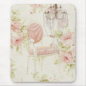 Franse Budoir Roze Bloemen Kroonluchter Muismat (Voorkant)