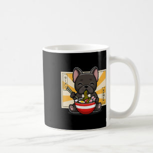 Franse buldog anime eten noedel koffiemok