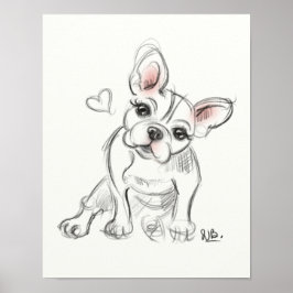 Franse buldog Art print | snelschets