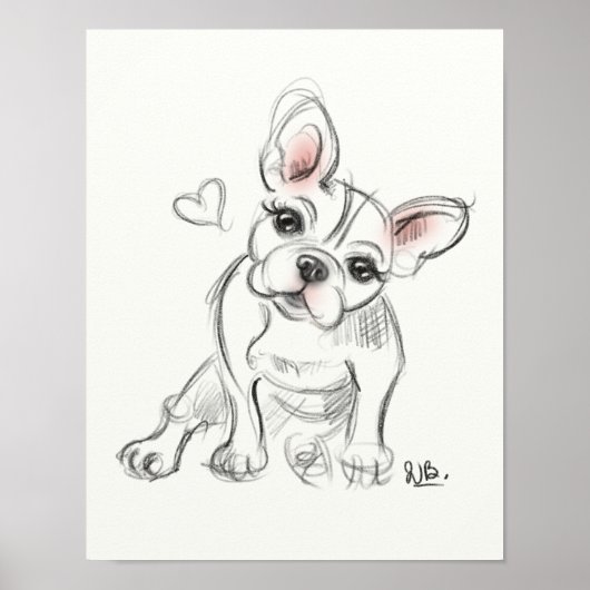 Franse buldog Art print | snelschets (Voorkant)