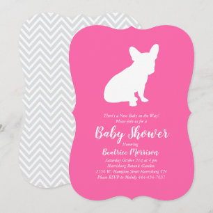 Franse buldog Baby shower franchie roze meisje Kaart