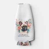 Franse buldog bloemen koud bier franchie kussen flesjeskoeler (Voorkant)