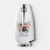 Franse buldog bloemen koud bier franchie kussen flesjeskoeler (Achterkant)