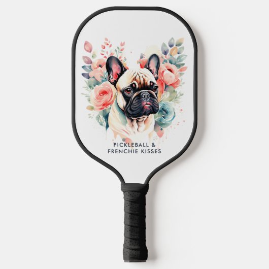 Franse buldog bloemen pickleball franchie kisses pickleball paddle (Voorkant)