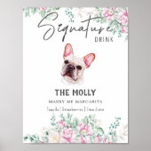 Franse buldog Drink handtekening teken Poster (Voorkant)