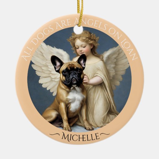 Franse buldog gepersonaliseerd gedenkteken keramisch ornament (Voorkant)