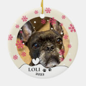 Franse buldog gepersonaliseerde hand tekening keramisch ornament (Achterkant)