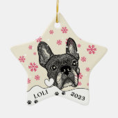 Franse buldog gepersonaliseerde hand tekening keramisch ornament (Voorkant)