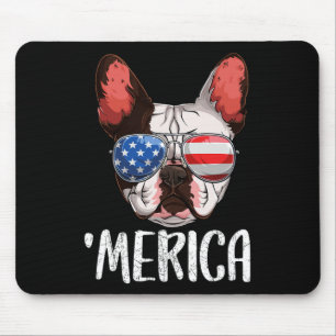 Franse buldog hond 4 juli Amerikaanse vlag 2 Muismat