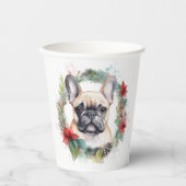Franse buldog kerst krans feestelijke pup papieren bekers (Voorkant)