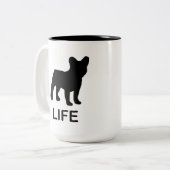 franse buldog leven tweekleurige koffiemok (Voorkant links)