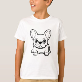 Franse buldog lijn tekening op witte achtergrond t-shirt