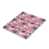 Franse buldog macaron patroon tegeltje (Zijkant)