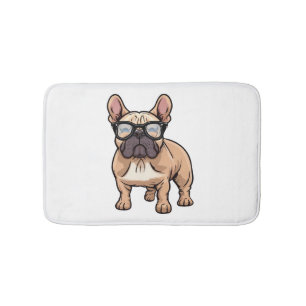 Franse buldog met bril badmat