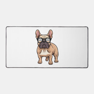 Franse buldog met bril bureaumat